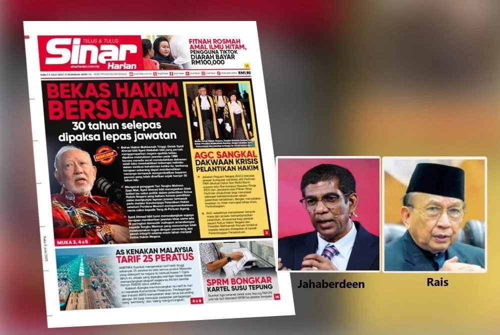 Muka depan Sinar Harian 9 Julai 2025.