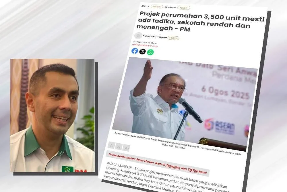 Anwar sebelum ini menegaskan, penyediaan tadika, sekolah rendah dan menengah adalah syarat asas yang mesti dipenuhi sebelum kelulusan penuh diberikan kepada projek perumahan berskala besar. (Gambar kecil: Shahril Reza)