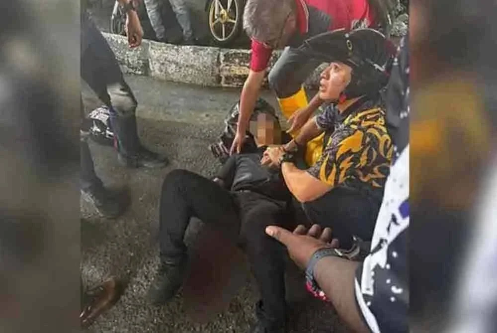 Gambar tular memaparkan anggota polis cedera ditikam suspek di Jalan Pudu pada Khamis.