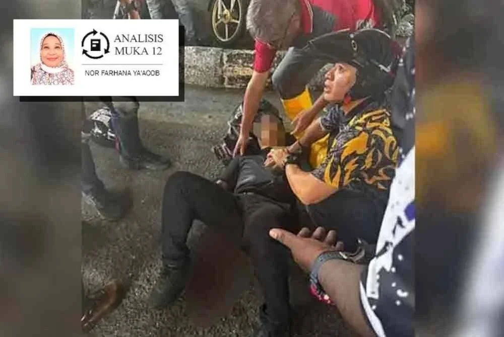 Gambar tular memaparkan anggota polis cedera ditikam suspek di Jalan Pudu pada Khamis lalu.