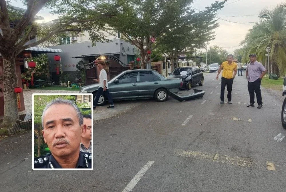 Lokasi kejadian seorang koperal polis maut dirempuh suspek pecah rumah di Taman Golf, Alor Setar. Gambar kecil: Adzli