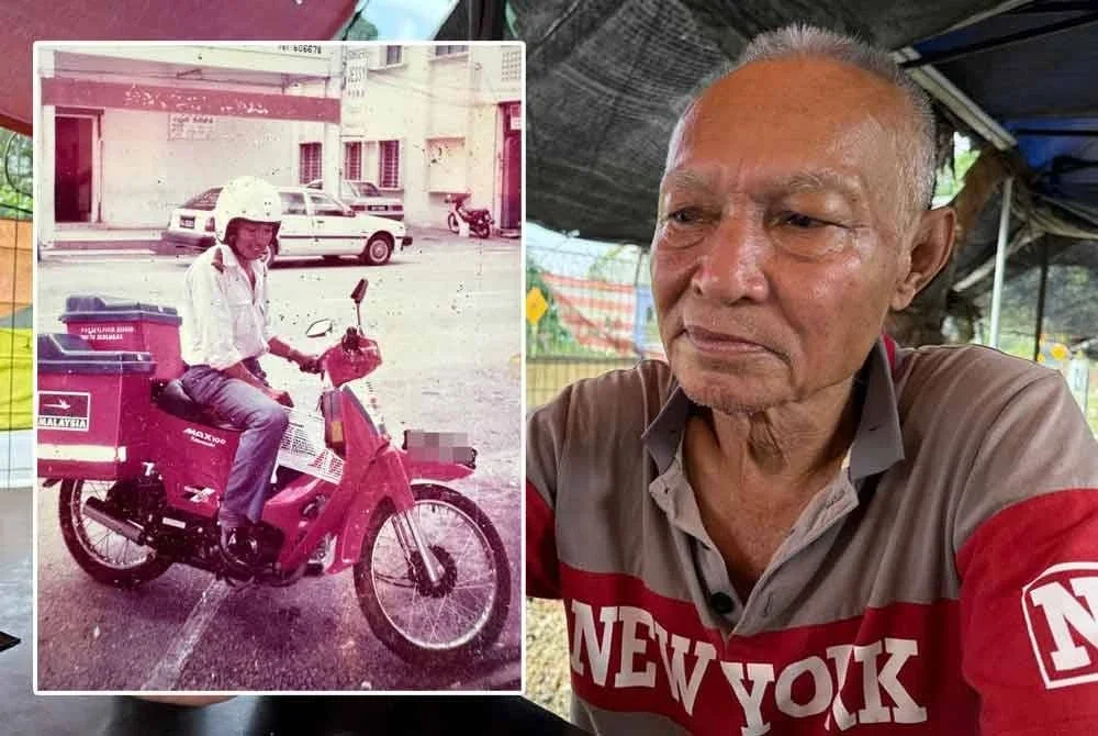 Shahidin menunjukkan gambarnya ketika berkhidmat sebagai penghantar surat.