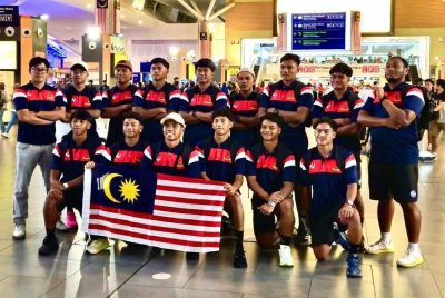 Skuad Bunga Raya lelaki negara yang mengalas cabaran dalam kejuaraan Ragbi Asia 7s 2025 di Bihar, India yang bermula pada 9 hingga 10 Ogos ini. Foto KRM
