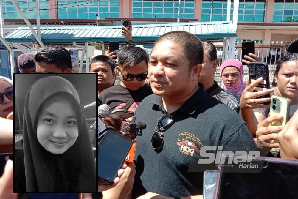 Hamid ketika bercakap kepada pemberita di pekarangan Jabatan Forensik pada Ahad. (Gambar kecil: Zara Qairina)