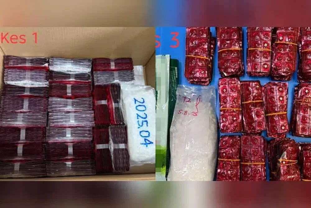 Antara dadah yang dirampas polis susulan tangkapan tiga suspek baru-baru ini.