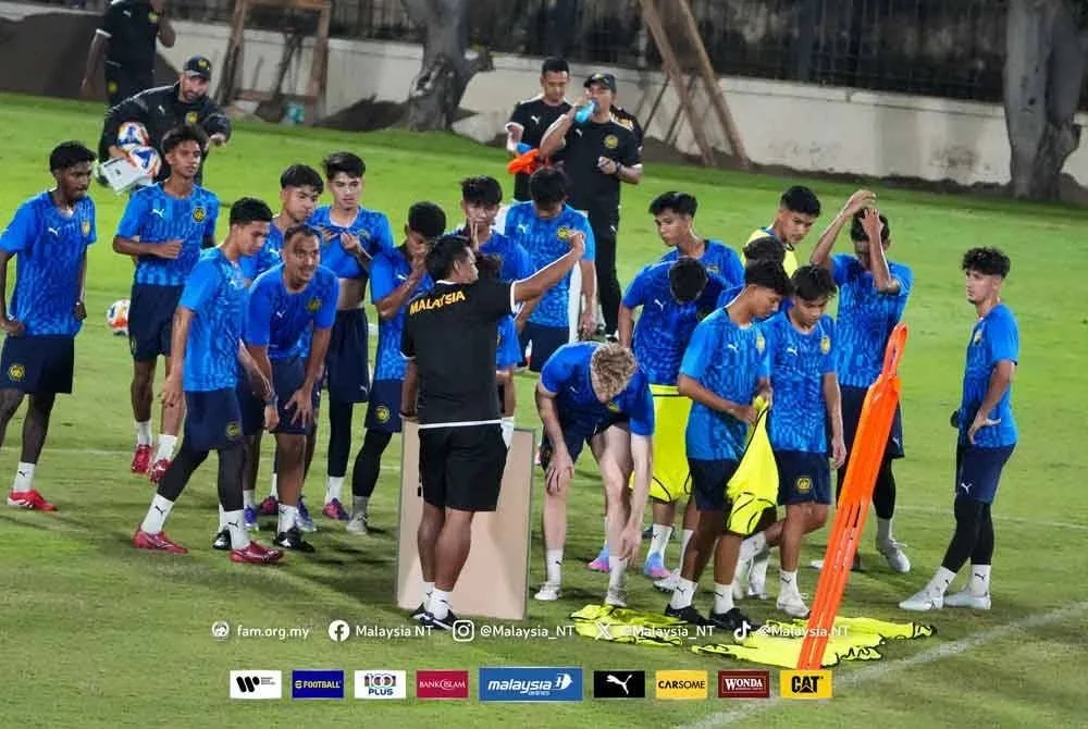 Harimau Muda beraksi dalam Kelayakan Piala Asia B-23 di Phatum Thani, Thailand bulan depan. Foto Malaysia NT