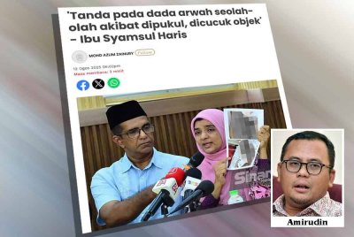 Laporan Sinar Harian mengenai kematian pelatih Palapes UTM, Syamsul Haris.