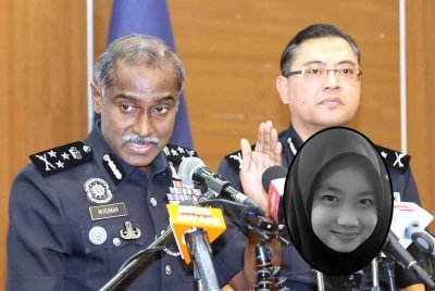 M Kumar pada sidang akhbar di Bukit Aman mengenai kematian Zara Qairina Mahathir. Gambar kecil: Zara Qairina