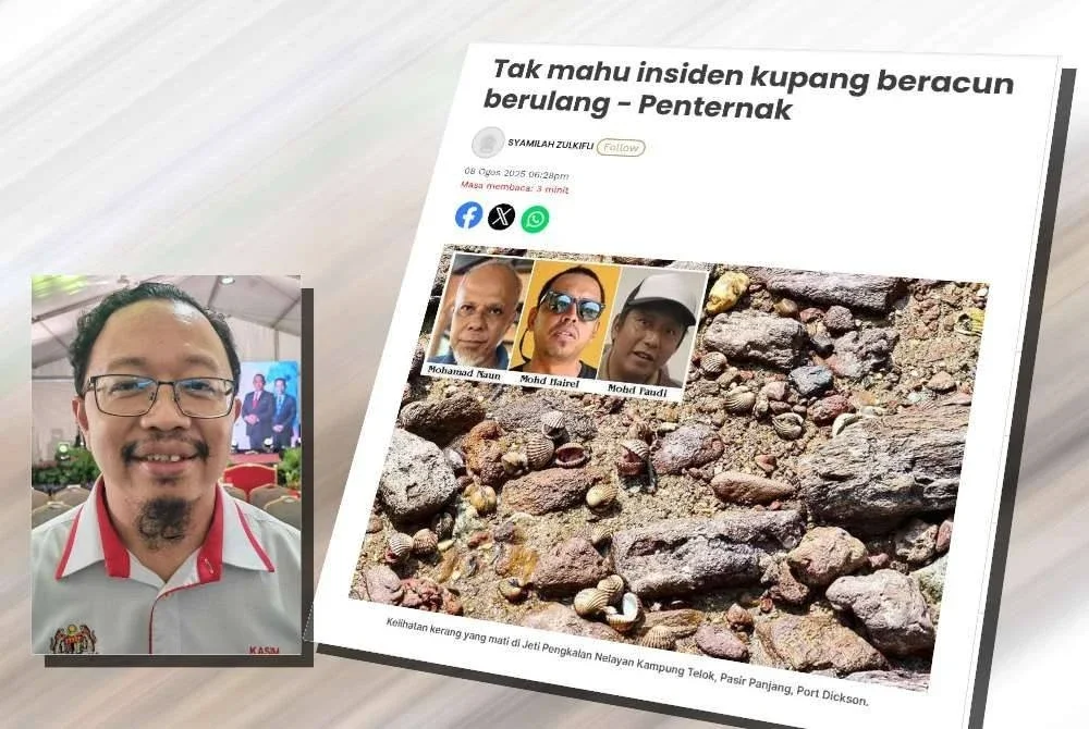 Laporan Sinar Harian pada 8 Ogos lalu. (Gambar kecil: Kasim)