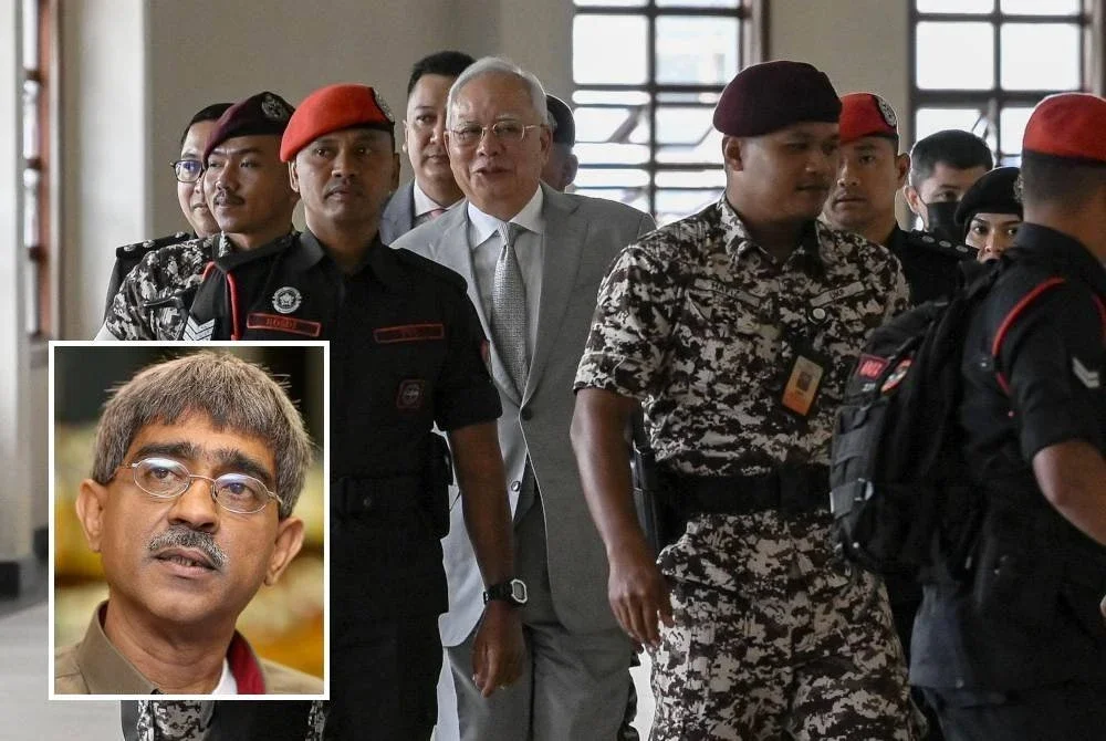 Najib ketika hadir ke Mahkamah Tinggi Kuala Lumpur pada Julai lalu bagi pendengaran saman SRC International. (Gambar kecil: Haniff Khatri)