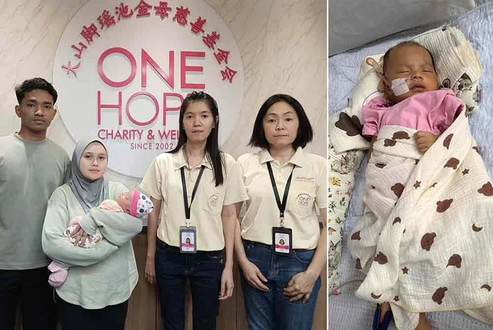 Muhamad Arif dan isterinya Nur Izzah ketika mendapatkan bantuan daripada One Hope Charity & Welfare bagi mengumpul dana pembedahan Nur Feelisya Aral.