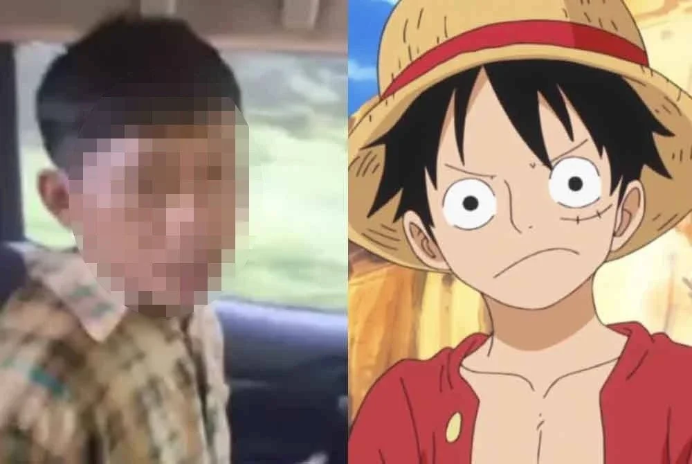 Watak anime popular Jepun, One Piece yang didakwa menjadi punca Julius (gambar kiri) membunuh isteri dan dua anaknya