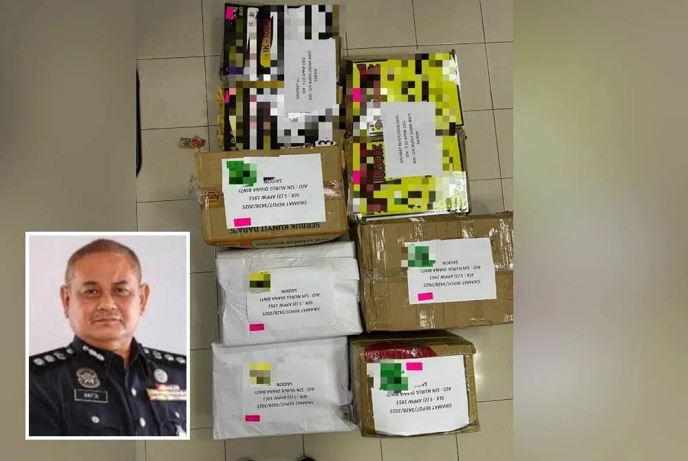 Pelbagai barangan kes yang dirampas dalam satu Operasi Vulture yang dijalankan oleh BSJK Seremban. Gambar kecil: Mohamad Hatta