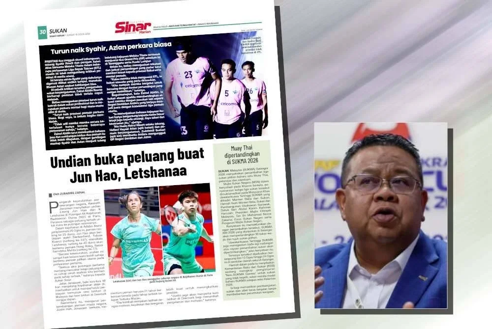 Laporan Sukan Sinar pada 15 Ogos. (Gambar kecil: Mohd Sumali)