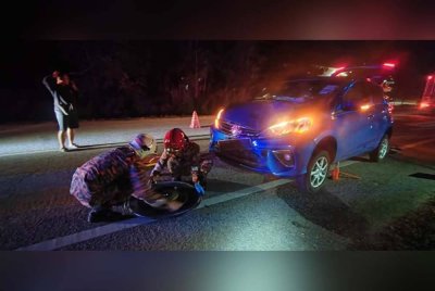 Peralatan khas 'air lifting bag' digunakan bomba dalam operasi mengeluarkan mangsa yang terperosok bawah kenderaan dalam kejadian di Kuala Kangsar. Foto Bomba Perak