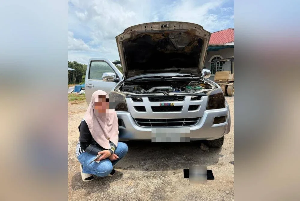 KPDN mengagalkan taktik licik seorang wanita Thailand yang membeli diesel subsidi negara ini menggunakan plat kenderaan tempatan palsu di Kuala Nerang pada Sabtu. Foto KPDN.