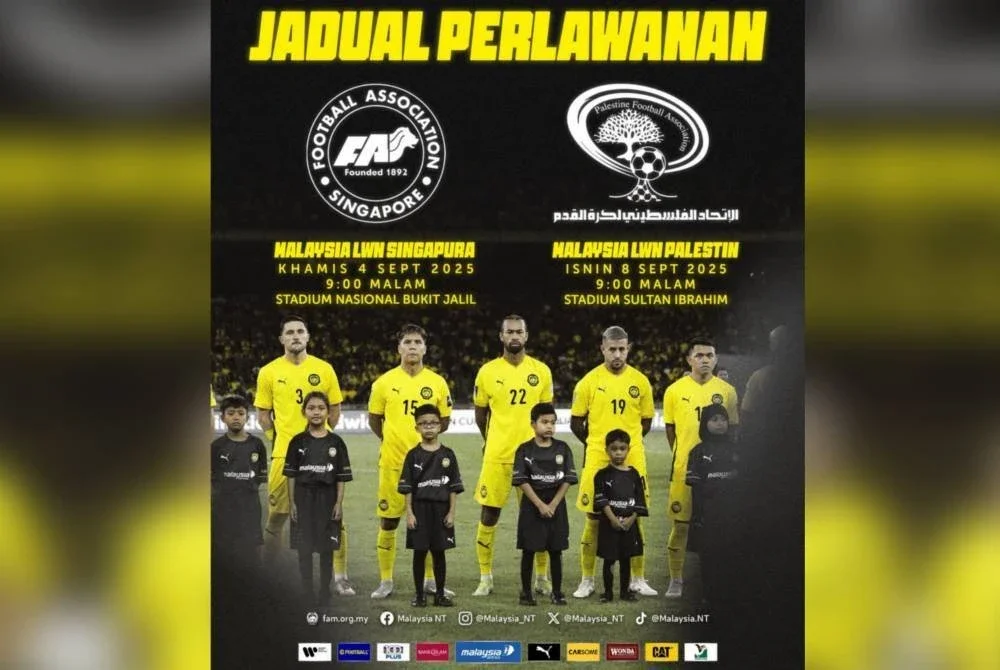 Harimau Malaya akan berdepan Singapura dan Palestin pada September depan.
