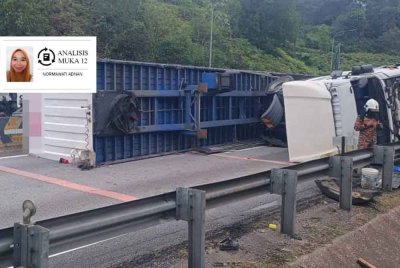 Kemalangan melibatkan sebuah lori kontena di Kilometer 256.8 arah utara pada Jumaat berlaku antara laluan Terowong Menora ke Kuala Kangsar mengakibatkan semua lorong terhalang.