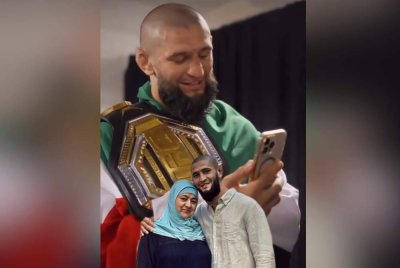 Khamzat menghubungi ibunya selepas dinobatkan juara baharu middleweight UFC. Foto Agensi