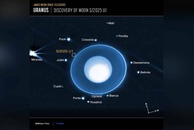 Teleskop Angkasa Lepas James Webb berjaya mengesan satelit semula jadi atau Bulan baharu Uranus yang dinamakan S/2025 U1.