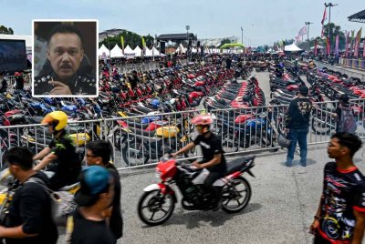 Polis mengingatkan pengunjung dan peserta RXZ Members 7.0 untuk tidak mempamerkan aksi berbahaya. Gambar hiasan. Foto kecil: Mohd Yusri.