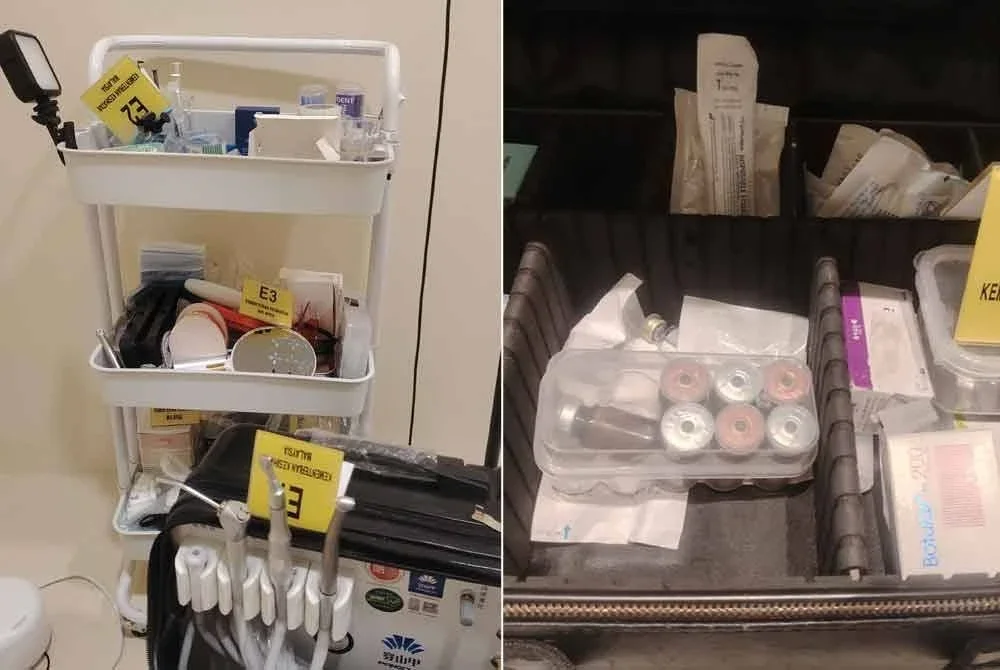 Antara peralatan yang dirampas Jabatan Kesihatan Wilayah Persekutuan Kuala Lumpur dan Putrajaya menerusi serbuan di sebuah premis di Sri Petaling, Kuala Lumpur pada Rabu.