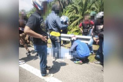 Gambar tular lokasi kejadian penungang motosikal RXZ yang terbabit dalam kemalangan maut di LPT2 ketika dalam perjalanan ke program RXZ Members 7.0 di Gong Badak, Kuala Nerus.