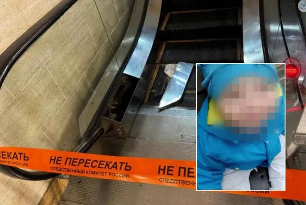 Budak lelaki berusia dua tahun terputus lengan apabila tangannya tersepit di eskalator di sebuah pusat beli-belah di Chelyabinsk, Rusia. - Agensi