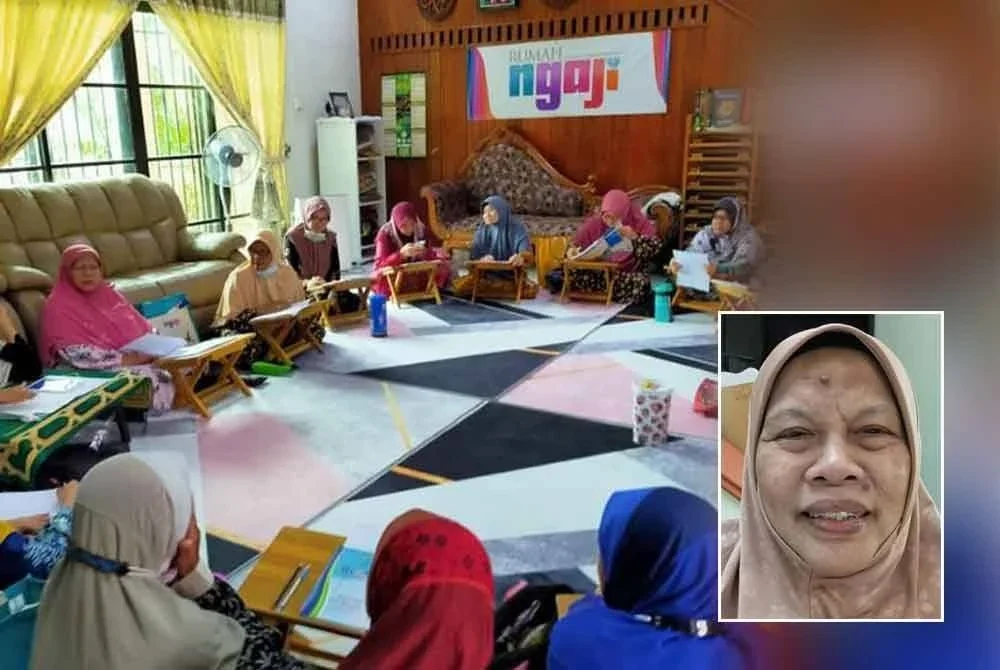 Sebahagian peserta Rumah Ngaji Sakinah Krubong termasuk
warga emas yang akan bersama menyertai Malaysia #QuranHour di Masjid Cina Krubong. Gambar kecil: Azizah