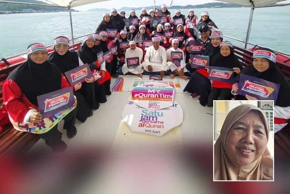 Malaysia #QuranHour dilaksanakan di dek Kapal Manta Cruise Barbosa Marina Island, Lumut pada 15 Ogos lalu. Gambar kecil: Robaatun