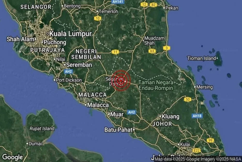Gempa bumi lemah 4.1 magnitud dikesan di Segamat, Johor awal pagi Ahad. Foto Facebook MetMalaysia