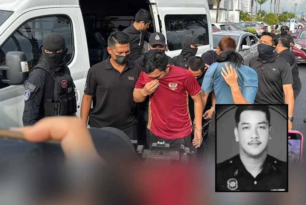 Keempat-empat tertuduh dibawa ke Mahkamah Majistret Alor Setar untuk dituduh pada Isnin. Gambar kecil: Allahyarham Mohd Hafizul