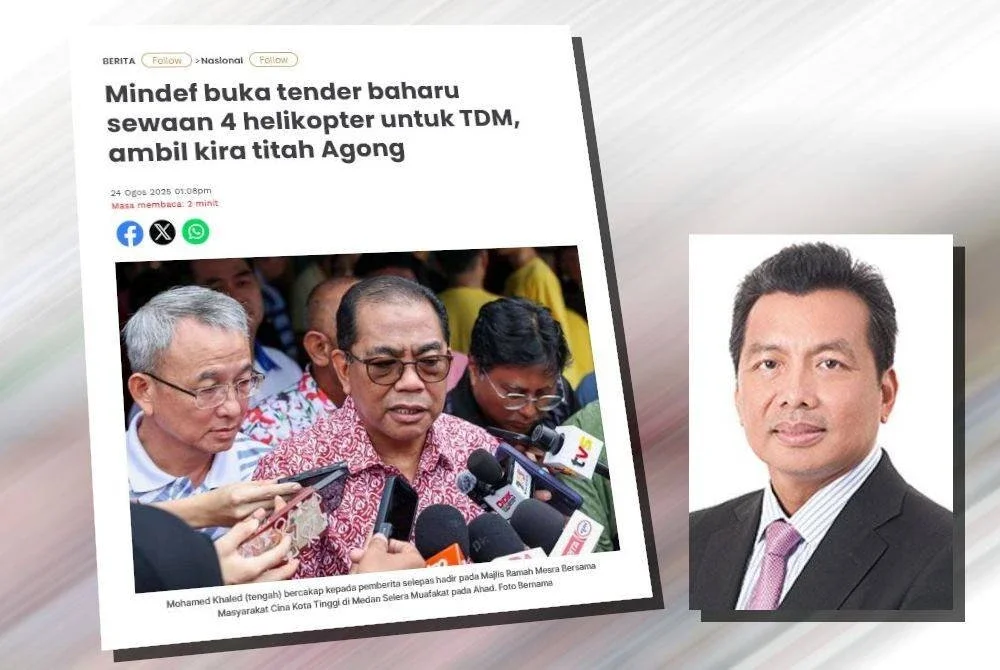 Laporan Sinar Harian berhubung Mindef buka tender baharu sewaan 4 helikopter untuk TDM, ambil kira titah Agong. (Gambar kecil: Ikmal Hisham)