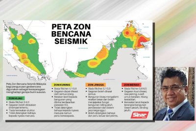 Gegaran yang lebih kuat berbanding di Segamat berkemungkinan akan berlaku di Semenanjung Malaysia sekiranya melibatkan sesar lama yang aktif semula. (Gambar kecil: Azlan)