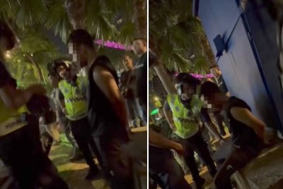 Tangkap layar video dipercayai memaparkan detik ketika suspek ditahan polis yang tular di platform.Tiktok.