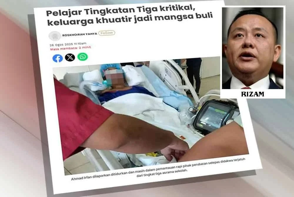 Laporan Sinar Harian berhubung pelajar Tingkatan Tiga kritikal, keluarga khuatir jadi mangsa buli