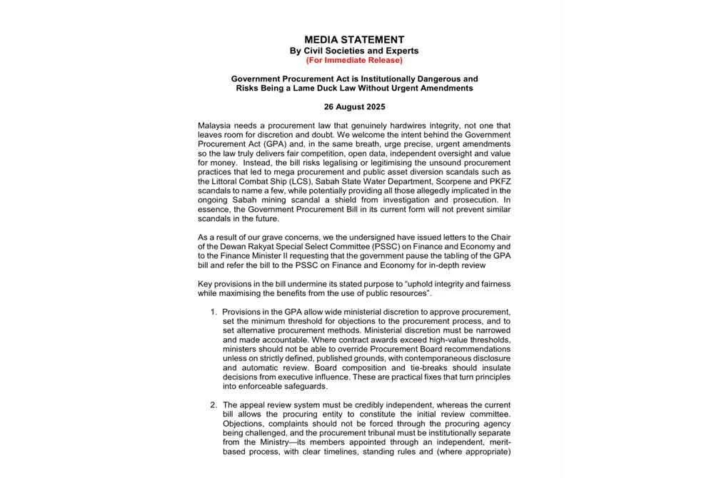 Kenyataan bersama 12 NGO dan pakar mengenai RUU PK