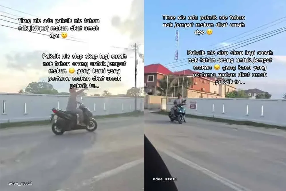 Tangkap layar video tular menunjukkan seorang lelaki menahan peserta RXZ Members untuk makan di rumahnya ketika kumpulan motosikal itu dalam perjalanan pulang.