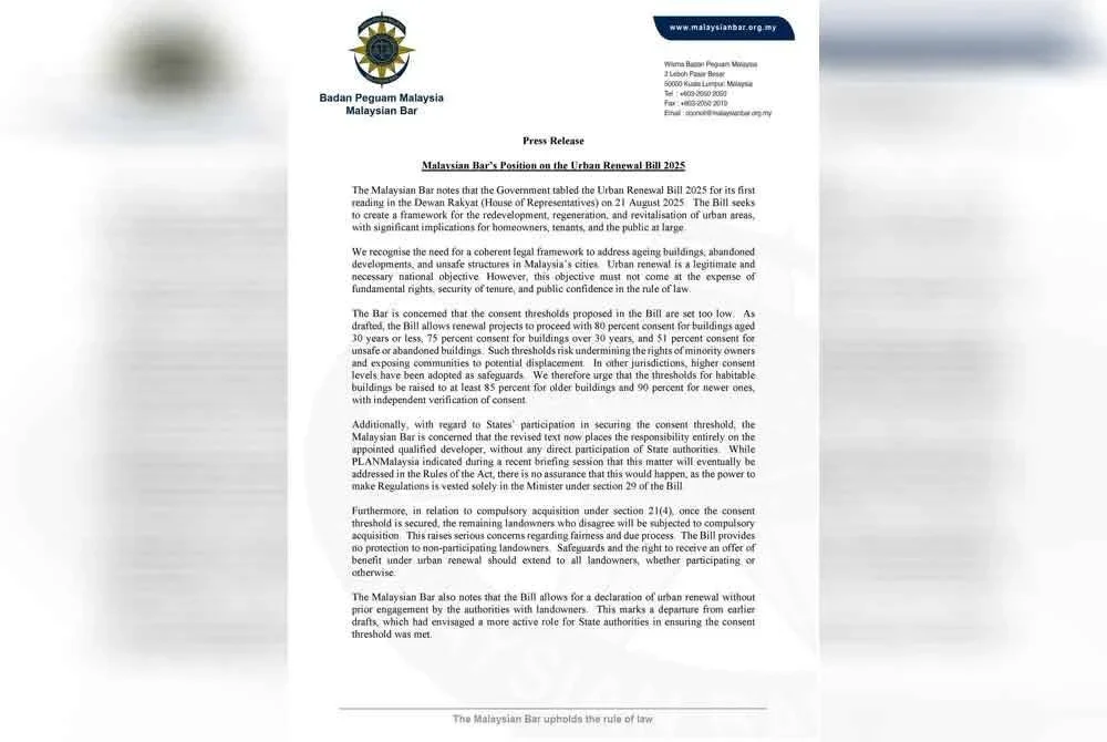 Kenyataan media yang dikeluarkan Majlis Peguam Malaysia pada Rabu.