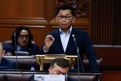 Timbalan Menteri Luar Negeri, Datuk Mohamad Alamin ketika Mesyuarat Kedua, Penggal Keempat Parlimen ke-15 Persidangan Dewan Negara di Bangunan Parlimen hari ini. Foto Bernama