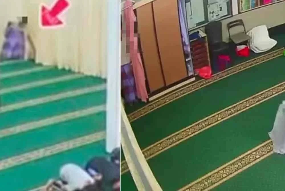 Tangkap layar tular seorang lelaki mencuri beg tangan di dalam sebuah masjid Felda Ulu Tebrau, Ulu Tiram.