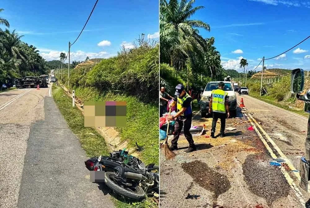 Seorang remaja Orang Asli maut selepas motosikalnya bertembung dengan lori di Jalan Lipis-Sungai Koyan. Foto PDRM