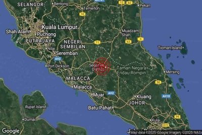 Gempa bumi lemah berukuran magnitud 3.2 menggegarkan Johor pada jam 8.59 pagi Rabu. Foto: MetMalaysia