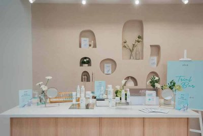 Rangkaian penuh produk APLB yang dipamerkan di Trial Bar sempena pelancaran rasmi baru-baru ini.