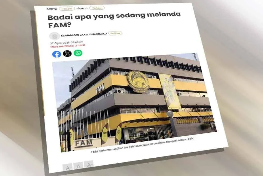 Laporan Sinar Harian mengenai isu berkaitan FAM.