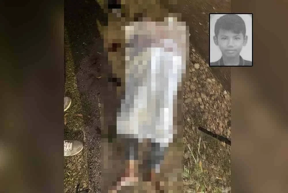 Muhammad Darwisy Irsyad maut selepas motosikal ditunggangnya merempuh pejalan kaki yang melintas melulu di KM146, Jalan Kuala Terengganu-Kuantan berhampiran persimpangan lampu isyarat Kawasan Perindustrian Teluk Kalong pada Khamis. Foto kecil: Muhammad Darwisy Irsyad