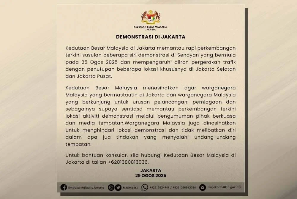 Kenyataan Keduataan Besar Malaysia di Jakarta.