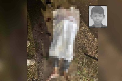 Muhammad Darwisy Irsyad maut selepas motosikal ditunggangnya merempuh pejalan kaki yang melintas melulu di KM146, Jalan Kuala Terengganu-Kuantan berhampiran persimpangan lampu isyarat Kawasan Perindustrian Teluk Kalong pada Khamis. Foto kecil: Muhammad Darwisy Irsyad