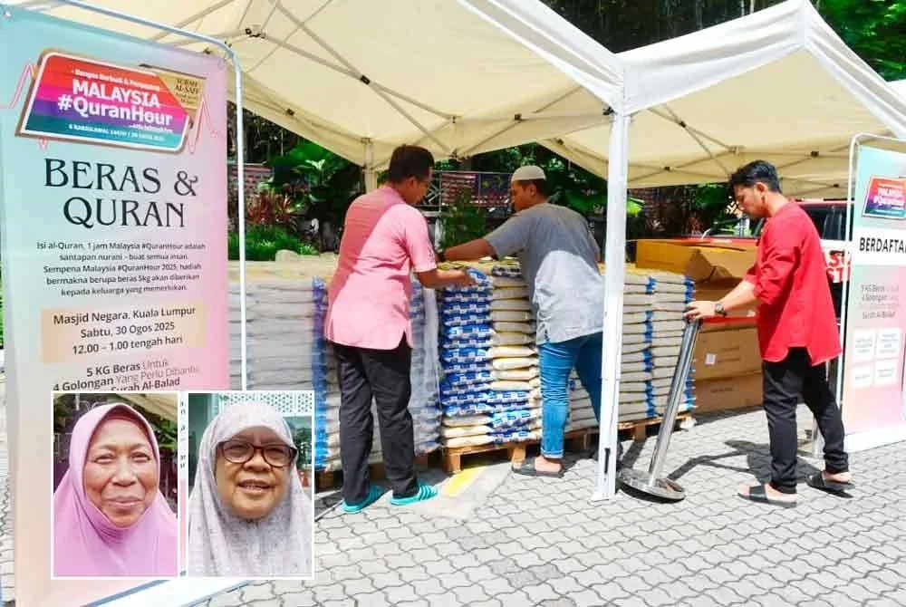 Lebih 2,600 kampit beras sumbangan orang ramai diagihkan kepada golongan memerlukan termasuk kumpulan asnaf sekitar Lembah Klang.Gambar kecil: Rohani (kiri) dan Marfoah.