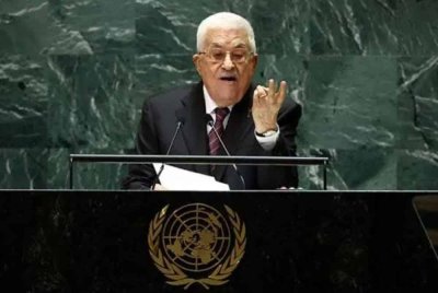 Presiden Palestin Mahmoud Abbas dijadualkan mengetuai delegasi dan berucap di Perhimpunan Agung. - Foto fail/REUTERS